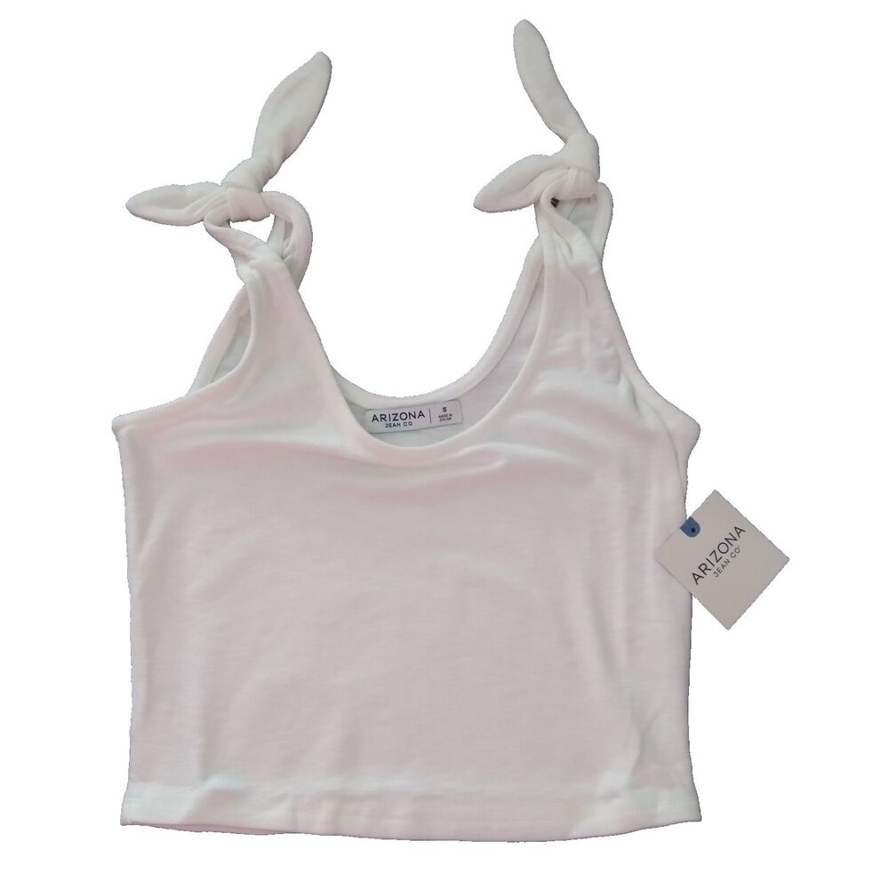 Tank Crop Top Snowdrift Tied Shoulder Summer Workout Shirt Beach Arizona Jean Co